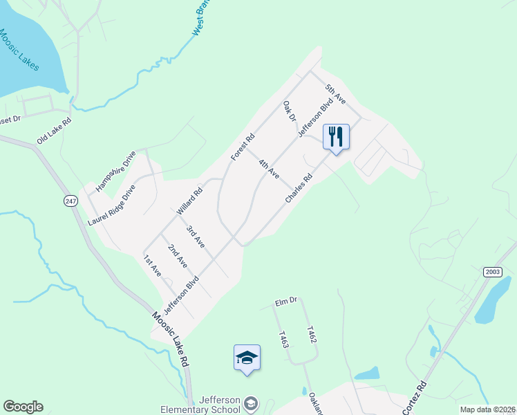 map of restaurants, bars, coffee shops, grocery stores, and more near 13 Jefferson Boulevard in Mount Cobb