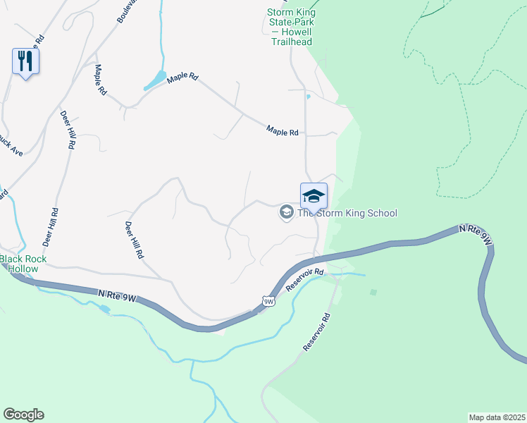 map of restaurants, bars, coffee shops, grocery stores, and more near 46 Deer Hill Road in Cornwall-on-Hudson