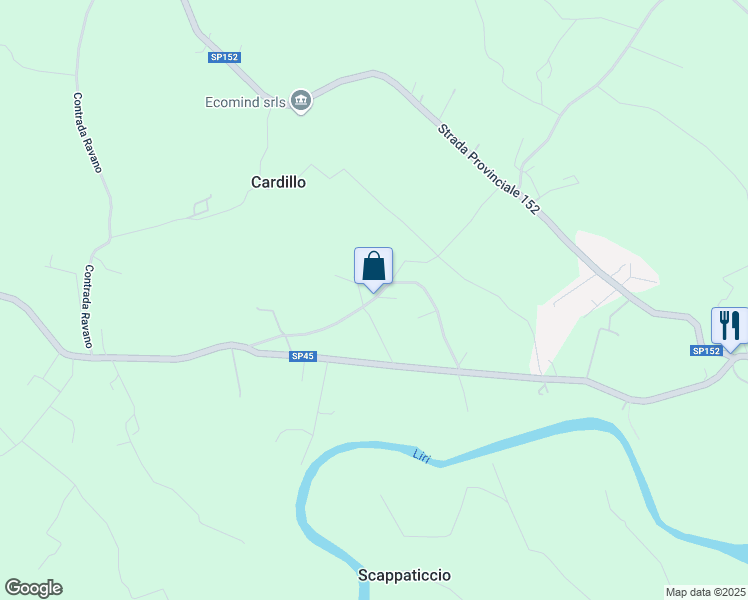 map of restaurants, bars, coffee shops, grocery stores, and more near 50 Via Ravano in Provincia di Frosinone