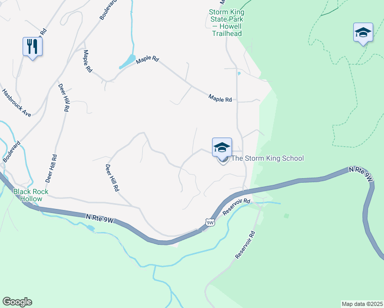 map of restaurants, bars, coffee shops, grocery stores, and more near 46 Deer Hill Road in Cornwall-on-Hudson