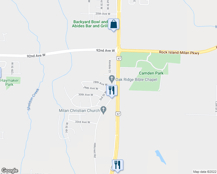 map of restaurants, bars, coffee shops, grocery stores, and more near 230 28th Avenue West in Milan
