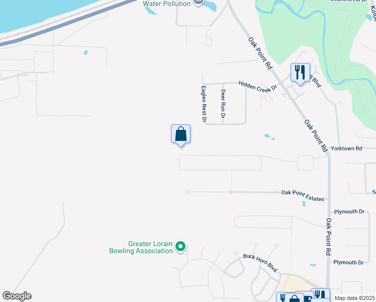 map of restaurants, bars, coffee shops, grocery stores, and more near 8036 Oak Tree Drive North in Lorain