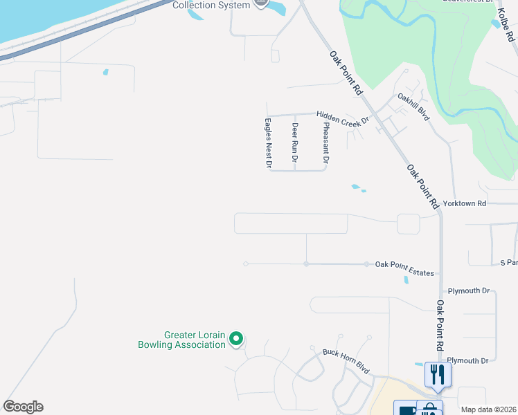 map of restaurants, bars, coffee shops, grocery stores, and more near 8012 Oak Tree Drive North in Lorain