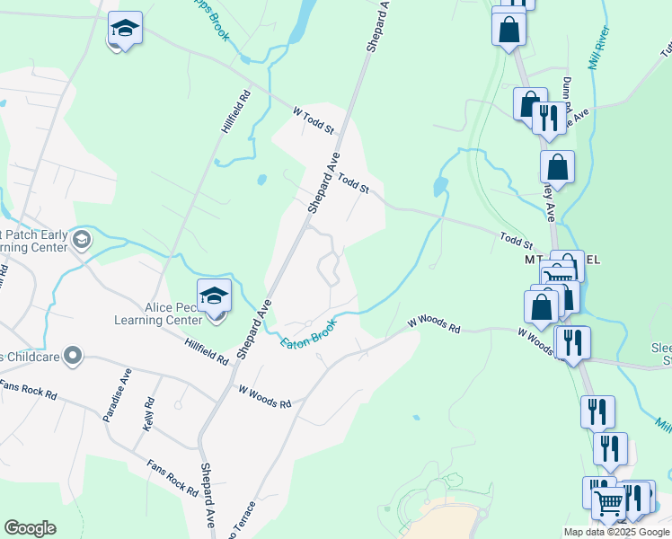 map of restaurants, bars, coffee shops, grocery stores, and more near 20 Eaton Woods Road in Hamden