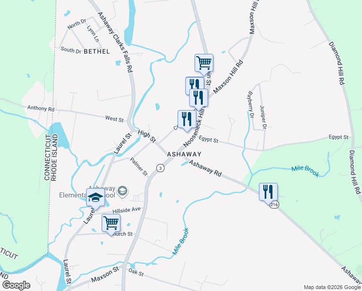 map of restaurants, bars, coffee shops, grocery stores, and more near 201 Main Street in Hopkinton