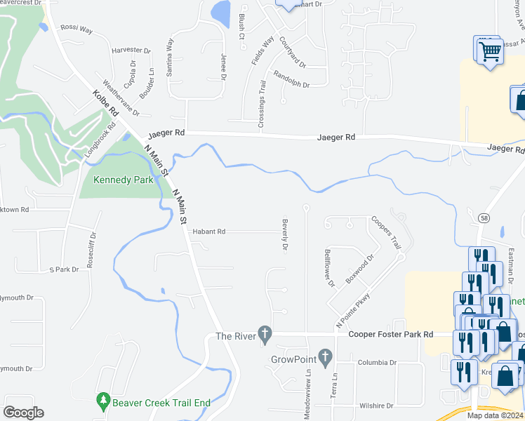 map of restaurants, bars, coffee shops, grocery stores, and more near 203 Habant Road in Amherst