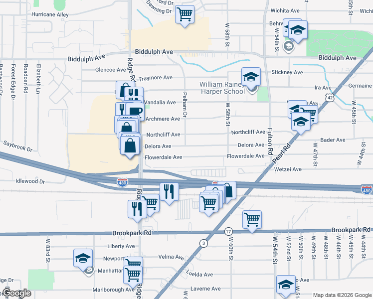 map of restaurants, bars, coffee shops, grocery stores, and more near 6125 Delora Ave in Brooklyn
