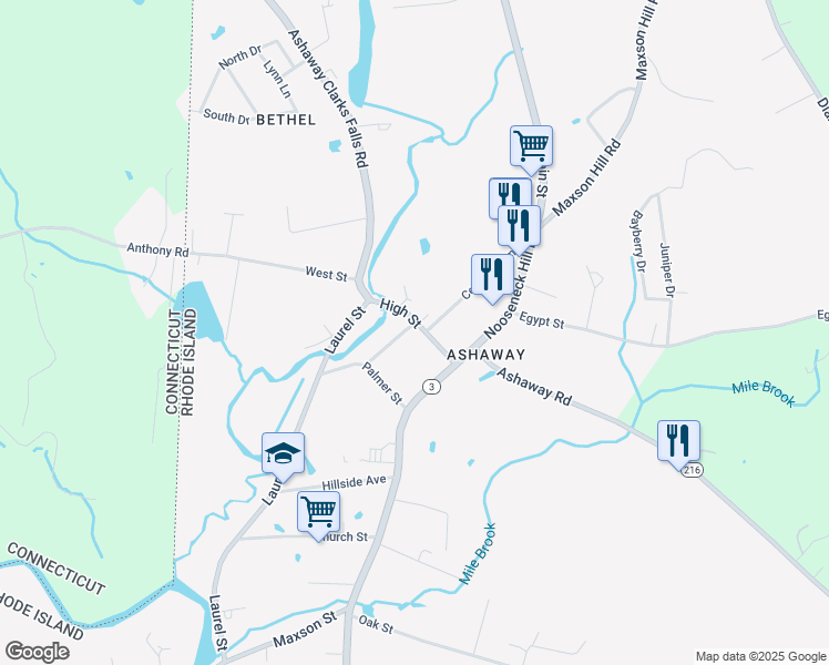 map of restaurants, bars, coffee shops, grocery stores, and more near 11 High Street in Hopkinton
