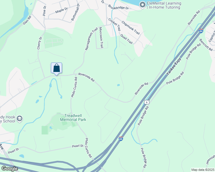 map of restaurants, bars, coffee shops, grocery stores, and more near 71 Riverside Road in Newtown