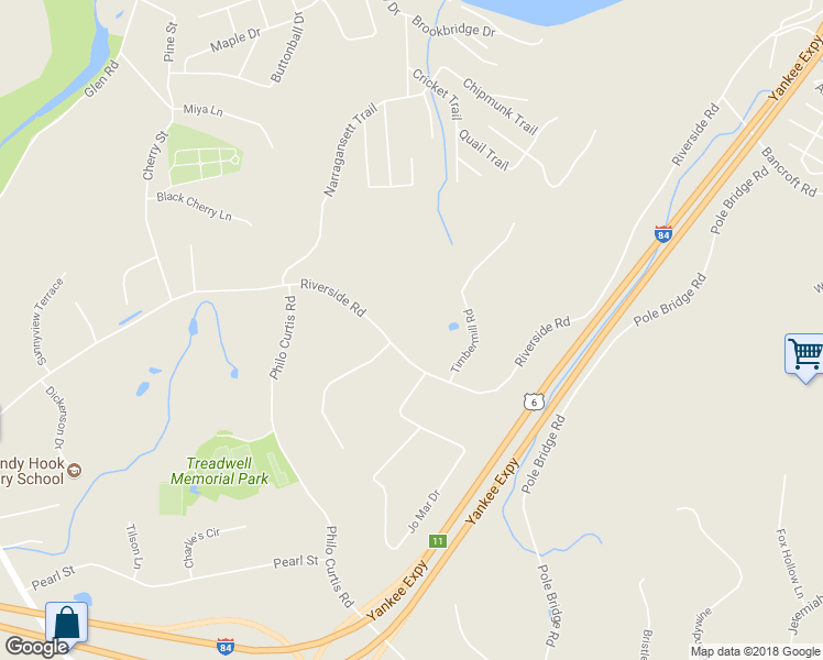 map of restaurants, bars, coffee shops, grocery stores, and more near 71 Riverside Road in Newtown
