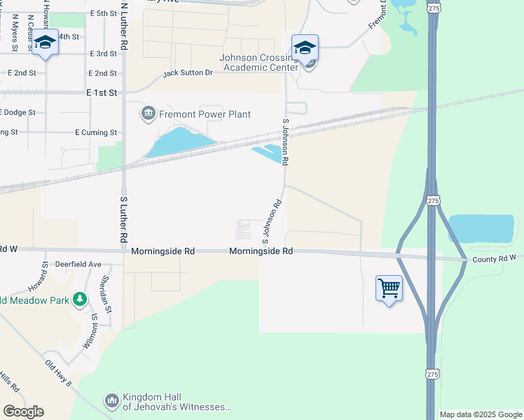map of restaurants, bars, coffee shops, grocery stores, and more near 1533 South Johnson Road in Fremont