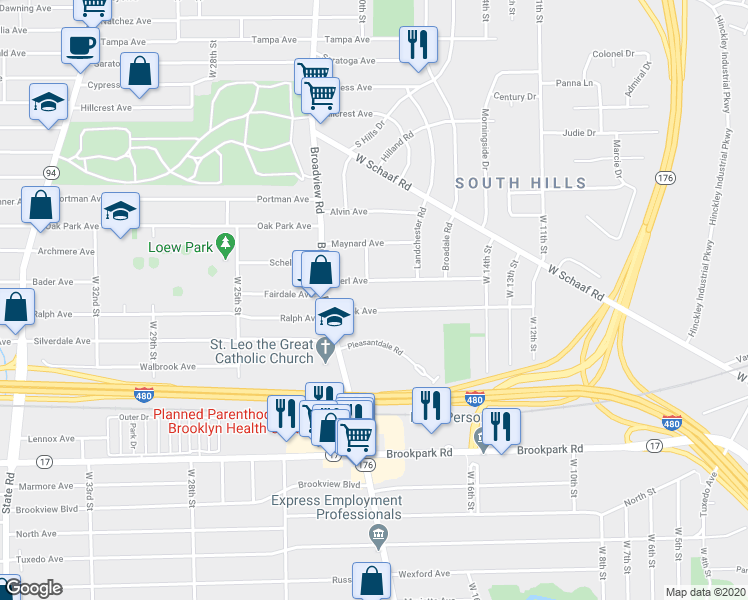 map of restaurants, bars, coffee shops, grocery stores, and more near 1910 Cook Avenue in Cleveland