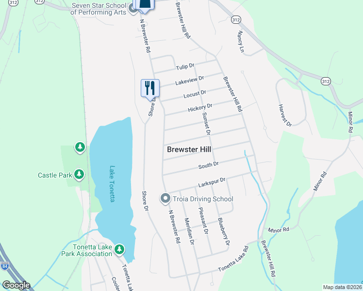 map of restaurants, bars, coffee shops, grocery stores, and more near in Brewster Hill