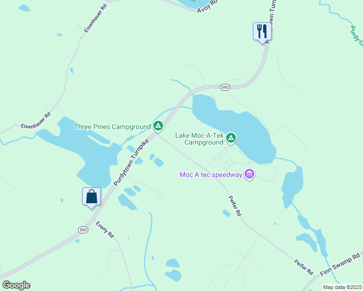 map of restaurants, bars, coffee shops, grocery stores, and more near 25 Peifer Road in Lake Ariel