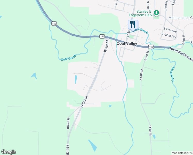 map of restaurants, bars, coffee shops, grocery stores, and more near 2707 West 3rd Street in Coal Valley