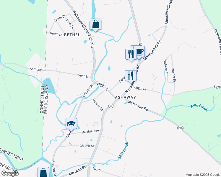 map of restaurants, bars, coffee shops, grocery stores, and more near 11 High Street in Hopkinton