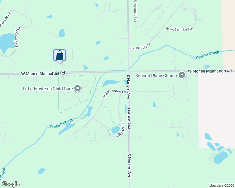 map of restaurants, bars, coffee shops, grocery stores, and more near 25600 South Bristol Lane in Monee