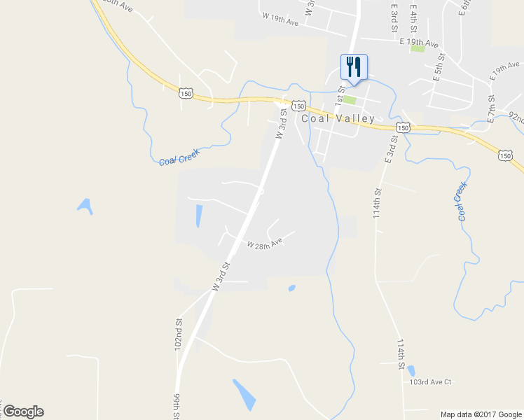 map of restaurants, bars, coffee shops, grocery stores, and more near 2707 West 3rd Street in Coal Valley
