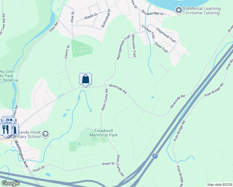 map of restaurants, bars, coffee shops, grocery stores, and more near 66 Riverside Road in Newtown