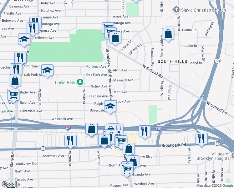 map of restaurants, bars, coffee shops, grocery stores, and more near 2014 Cook Avenue in Cleveland