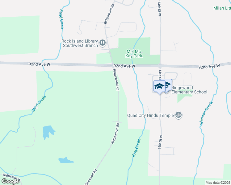 map of restaurants, bars, coffee shops, grocery stores, and more near 9526-9900 Ridgewood Road in Milan