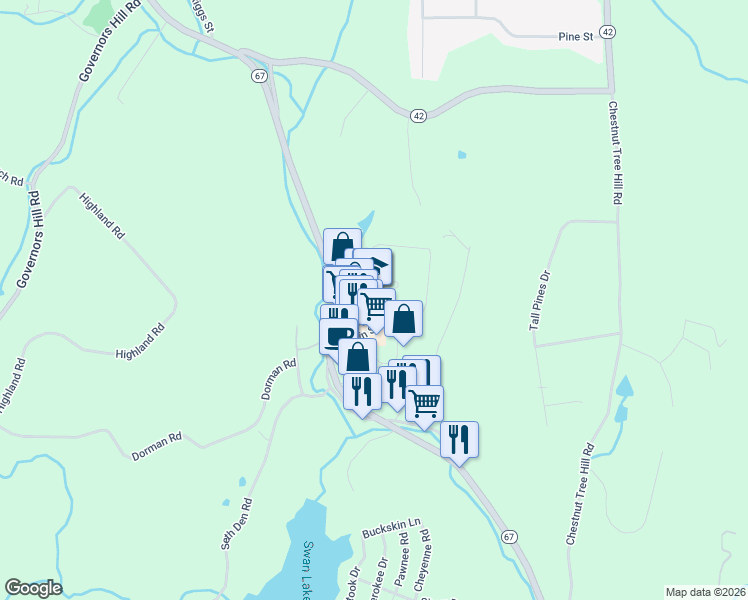 map of restaurants, bars, coffee shops, grocery stores, and more near 315 Center Rock Green in Oxford