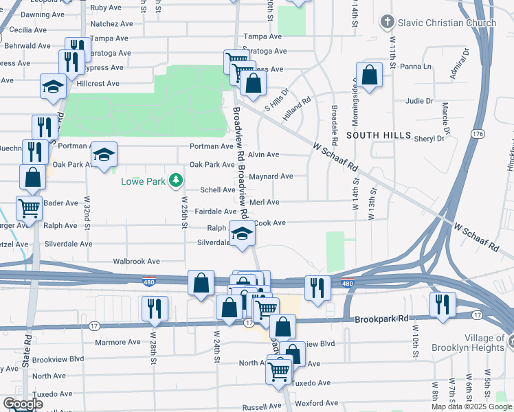 map of restaurants, bars, coffee shops, grocery stores, and more near 2014 Cook Avenue in Cleveland