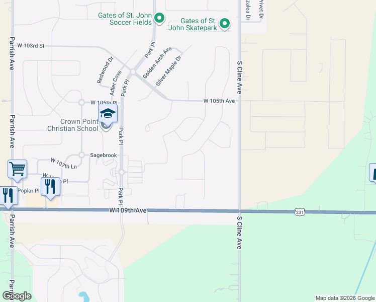 map of restaurants, bars, coffee shops, grocery stores, and more near 10564 Juniper Lane in Saint John