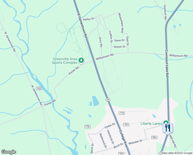 map of restaurants, bars, coffee shops, grocery stores, and more near 232 East Jamestown Road in Greenville