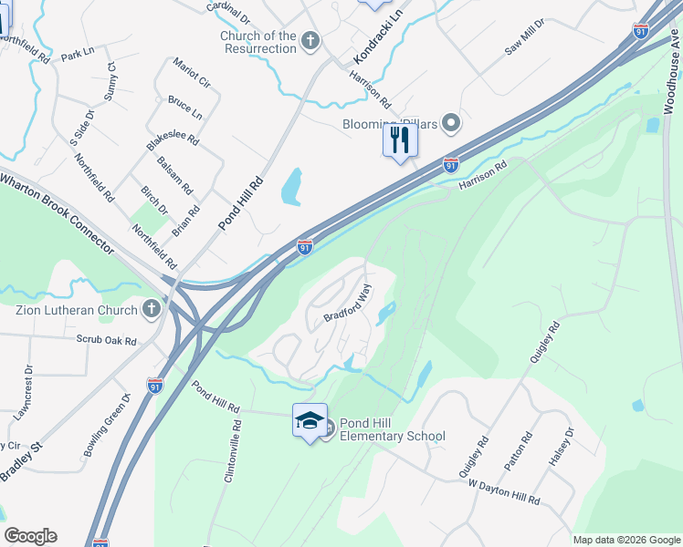 map of restaurants, bars, coffee shops, grocery stores, and more near 533 Pilgrims Harbor in Wallingford