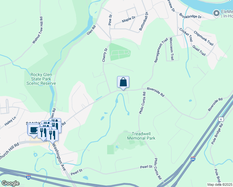 map of restaurants, bars, coffee shops, grocery stores, and more near 4 Cherry Street in Newtown
