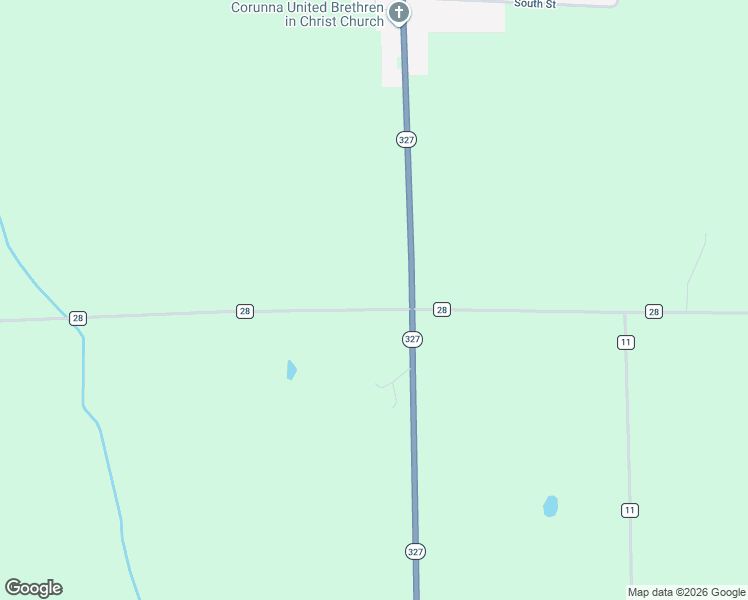 map of restaurants, bars, coffee shops, grocery stores, and more near 923 County Road 28 in Corunna