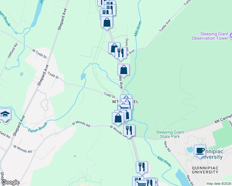 map of restaurants, bars, coffee shops, grocery stores, and more near 35 Todd Street in Hamden