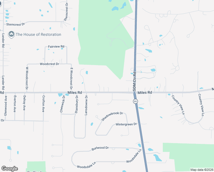 map of restaurants, bars, coffee shops, grocery stores, and more near 33475 Miles Road in Moreland Hills