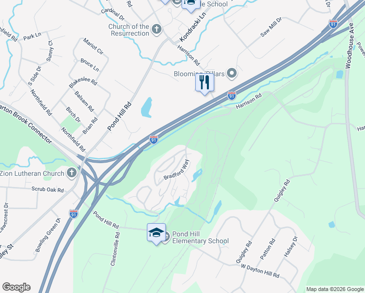 map of restaurants, bars, coffee shops, grocery stores, and more near 533 Pilgrims Harbor in Wallingford
