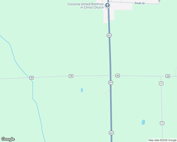 map of restaurants, bars, coffee shops, grocery stores, and more near 923 County Road 28 in Corunna