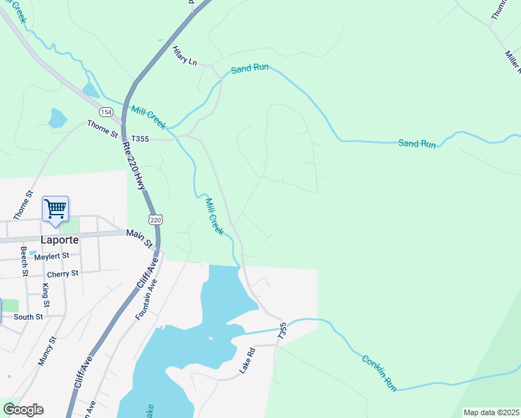 map of restaurants, bars, coffee shops, grocery stores, and more near Rock Hills Road in Dushore