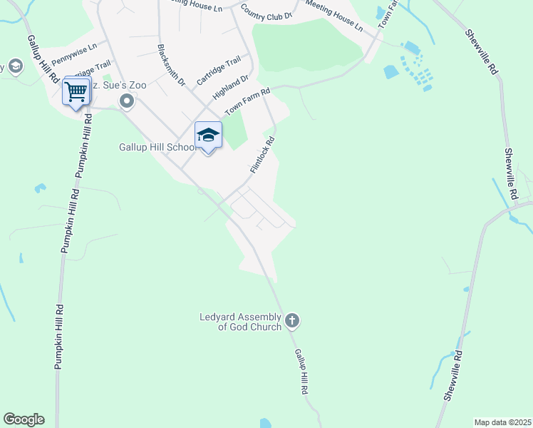 map of restaurants, bars, coffee shops, grocery stores, and more near 17 Cliff Road in Ledyard