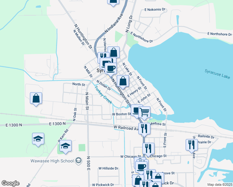 map of restaurants, bars, coffee shops, grocery stores, and more near 507 North Dolan Drive in Syracuse