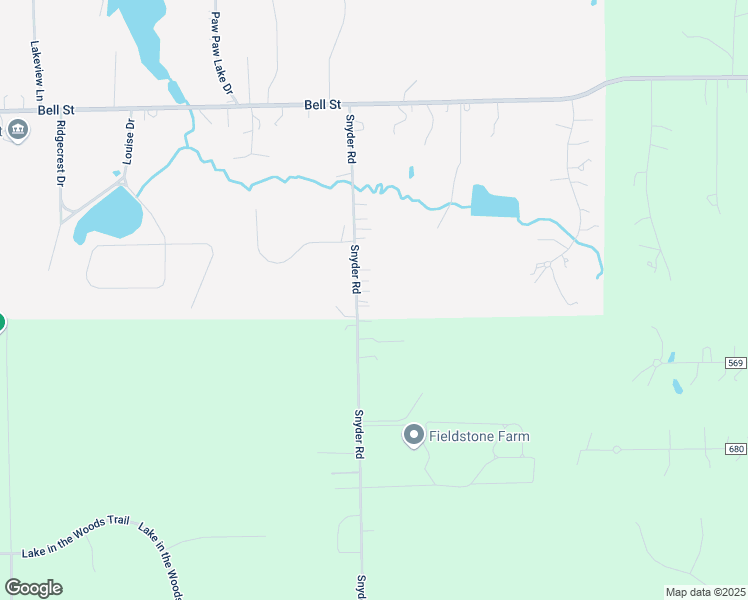 map of restaurants, bars, coffee shops, grocery stores, and more near 16293 Snyder Road in Chagrin Falls