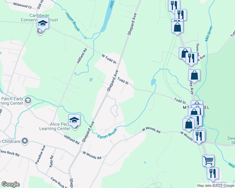 map of restaurants, bars, coffee shops, grocery stores, and more near 45 Barbara Lane in Hamden