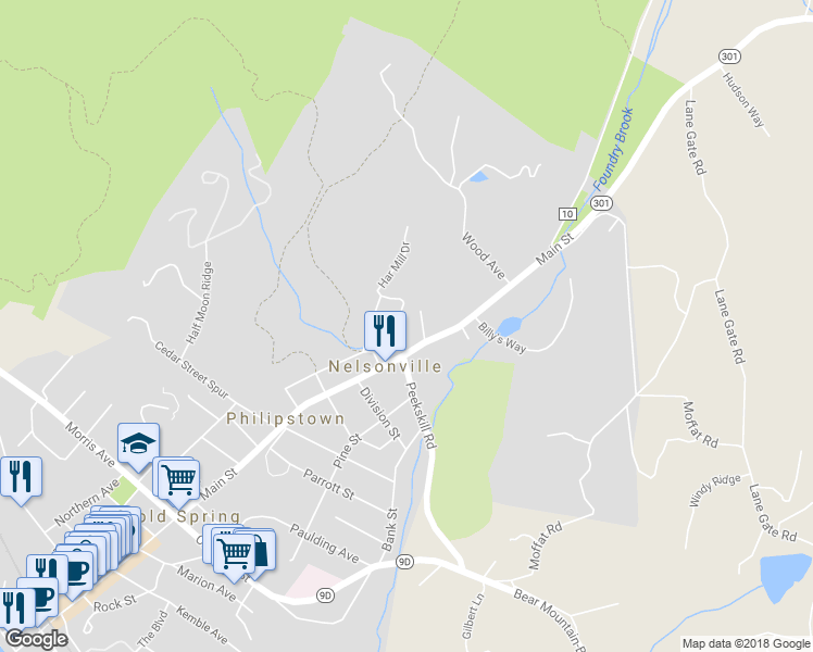 map of restaurants, bars, coffee shops, grocery stores, and more near 4 Nichols Lane in Cold Spring