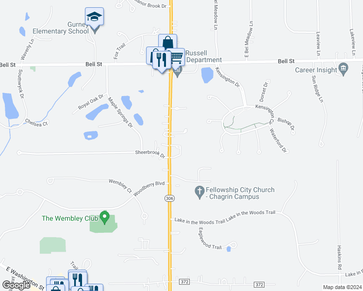 map of restaurants, bars, coffee shops, grocery stores, and more near 5277 Chillicothe Road in Chagrin Falls