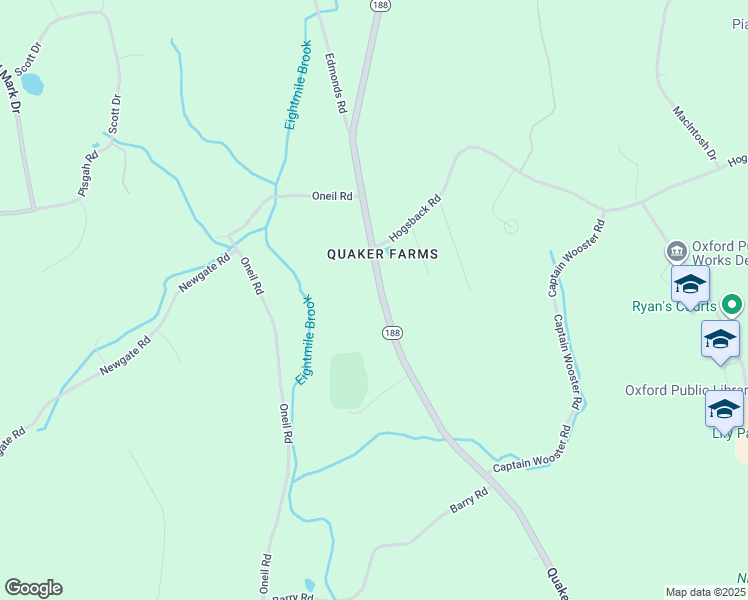 map of restaurants, bars, coffee shops, grocery stores, and more near 467 Quaker Farms Road in Oxford