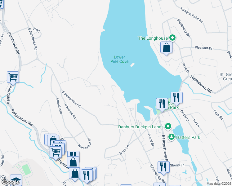 map of restaurants, bars, coffee shops, grocery stores, and more near 41 Cornell Road in Danbury
