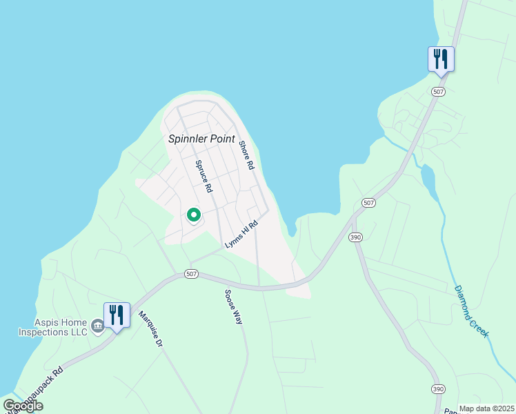 map of restaurants, bars, coffee shops, grocery stores, and more near 102 Old Shore Rd in Tafton