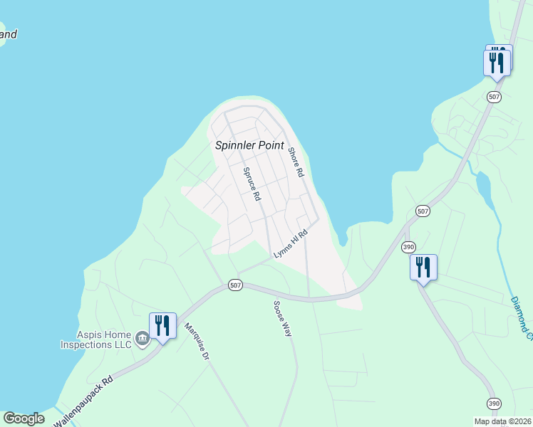 map of restaurants, bars, coffee shops, grocery stores, and more near Willow Road in Tafton