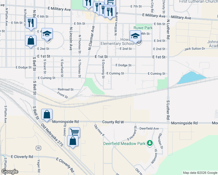 map of restaurants, bars, coffee shops, grocery stores, and more near 1933 East Donna Street in Fremont
