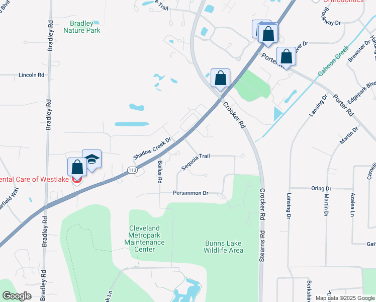 map of restaurants, bars, coffee shops, grocery stores, and more near 29903 Center Ridge Road in Westlake