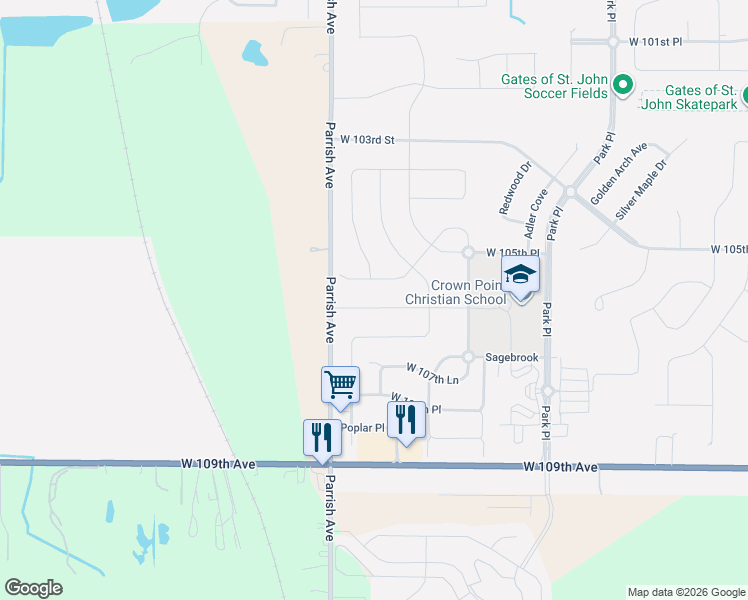 map of restaurants, bars, coffee shops, grocery stores, and more near 9330 West 106th Avenue in Saint John